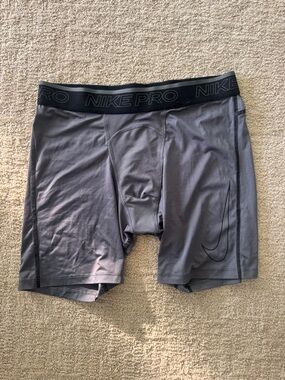 Nike Men’s Gray Pro Compression Boxer Briefs with Black Waistband